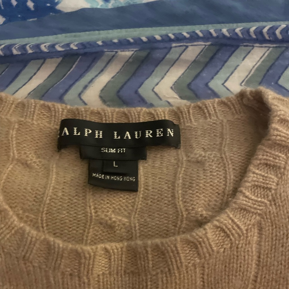 EUC 100% Cashmere tan sweater from RL. Price is firm.